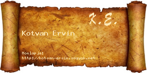 Kotvan Ervin névjegykártya